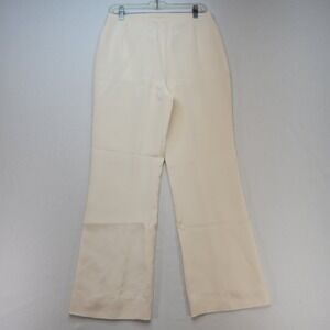 Lafayette 148 Dress Pants Womens 10 Cream Silk Blend Side Zip Trousers